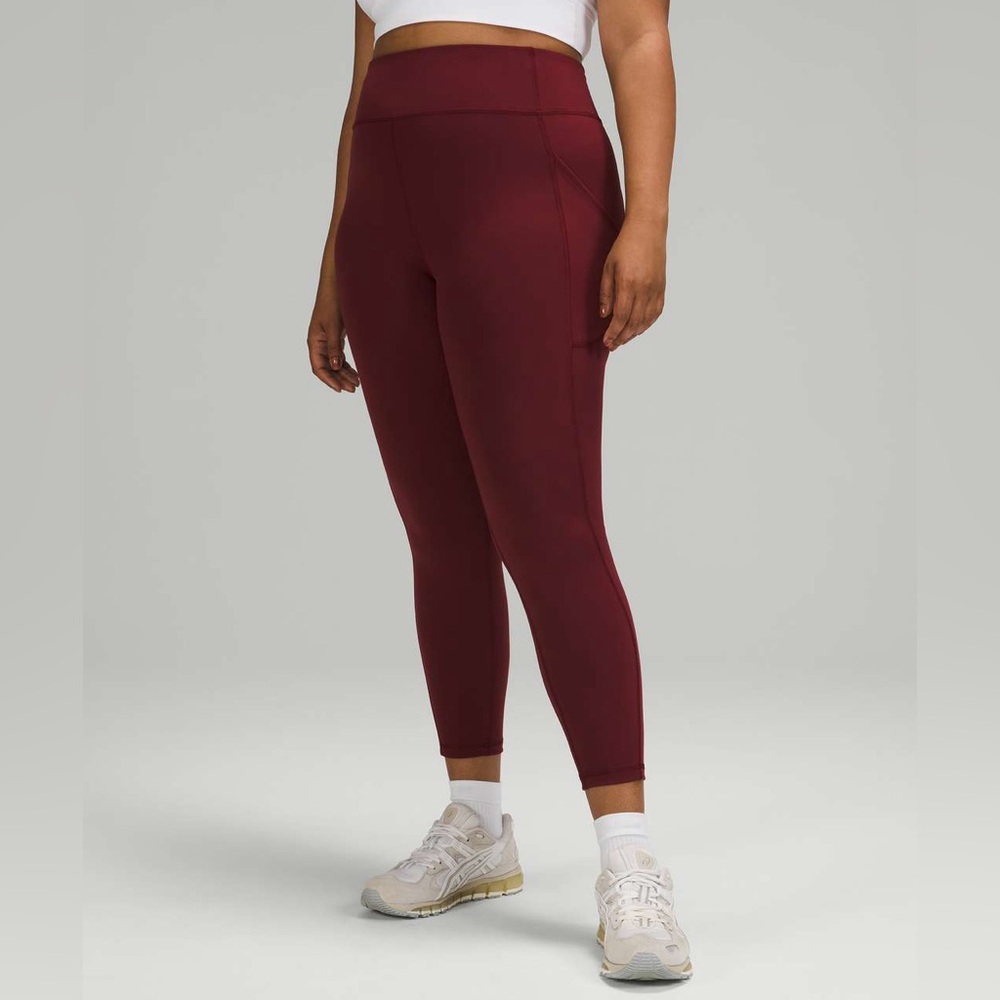 Lululemon Invigorate High-Rise Tight 25" Red Merlot w/ Pockets - Size 4